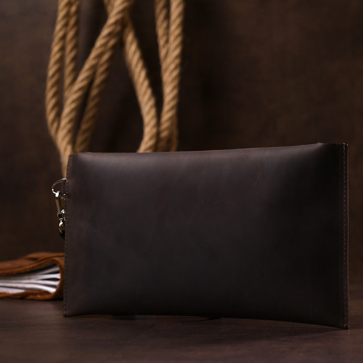 Vintage Leather Travel Cosmetic Bag SHVIGEL 16428 Brown Natural Leather Quality