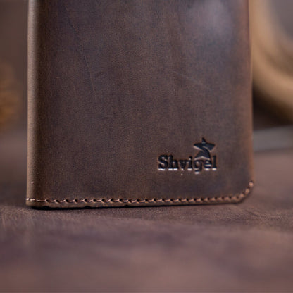 Men's Vintage Leather Wallet SHVIGEL 16207 Dark Brown Made in Ukraine Natural Leather