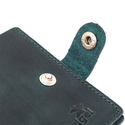 Compact Vintage Wallet SHVIGEL 16456 Green Genuine Leather from Ukraine