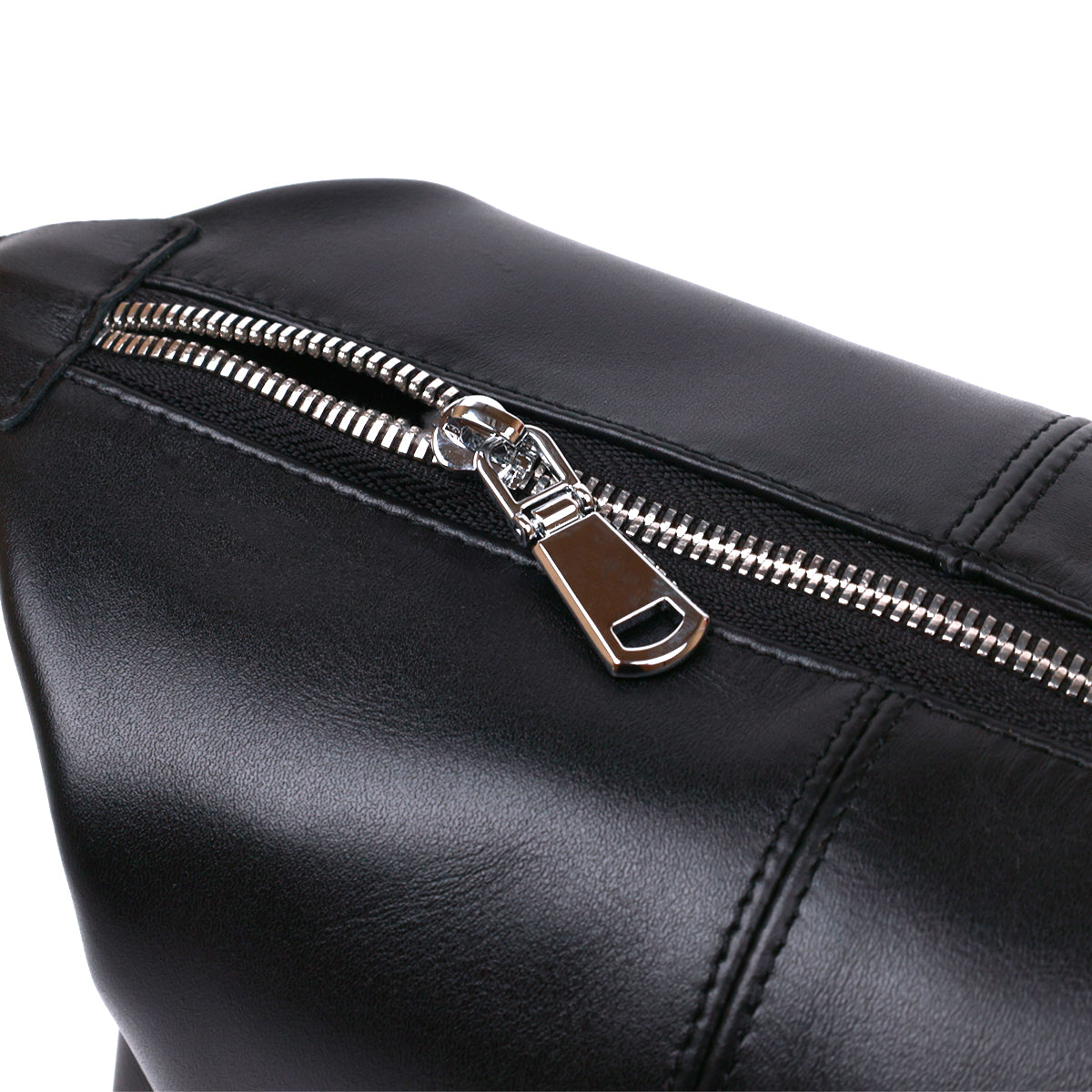 Glossy Cosmetic Bag SHVIGEL 16403 Black Natural Leather for Stylish Looks