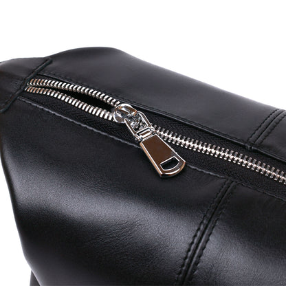 Glossy Cosmetic Bag SHVIGEL 16403 Black Natural Leather for Stylish Looks