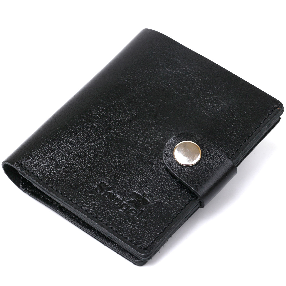 Men's Practical Wallet SHVIGEL 16502 Black Genuine Leather Ukrainian Craftsmanship