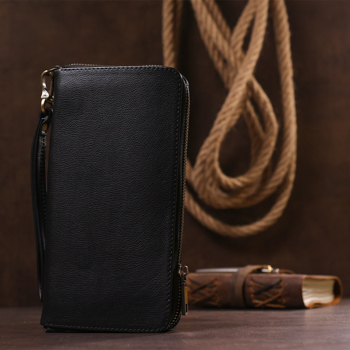 Men's Horizontal Leather Clutch by SHVIGEL 19120 in Black - Genuine Leather, Ukrainian Craftsmanship