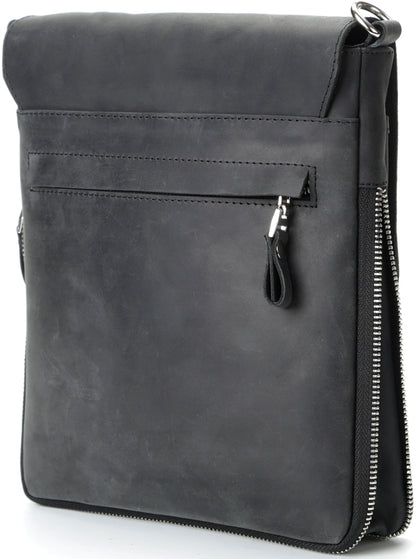 Vintage Leather Bag SHVIGEL 11017 Black Natural Leather Handmade in Ukraine