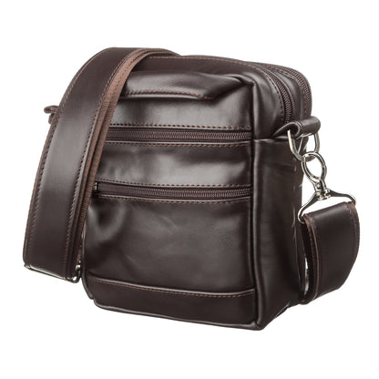 Men's Leather Bag SHVIGEL 11125 Brown Natural Leather Stylish Design Made in Ukraine