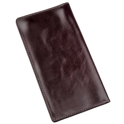 Men's Vertical Wallet SHVIGEL 16193 Brown Genuine Leather with Two Buttons from Ukraine