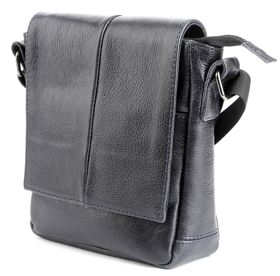 Messenger Bag SHVIGEL 00965 Blue Genuine Leather Made in Ukraine Stylish Design