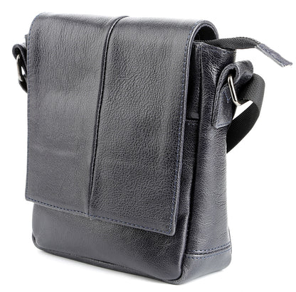 Messenger Bag SHVIGEL 00965 Blue Genuine Leather Made in Ukraine Stylish Design