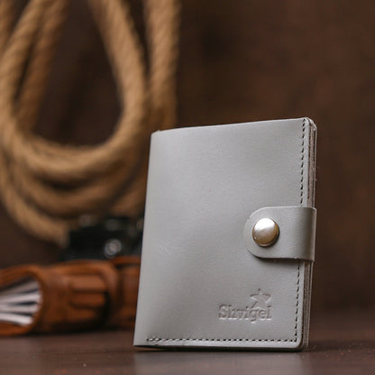 Compact Fashionable Wallet SHVIGEL 16493 Gray Genuine Leather from Ukraine