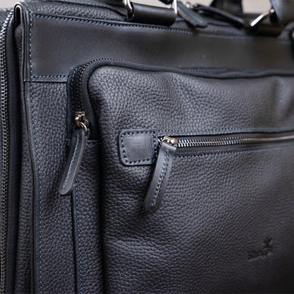 Men's Leather Bag SHVIGEL 11116 Black High-Quality Natural Leather from Ukraine