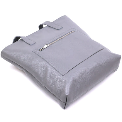 Leather Women's Shopper Bag SHVIGEL 16360 Grey Made in Ukraine Natural Leather