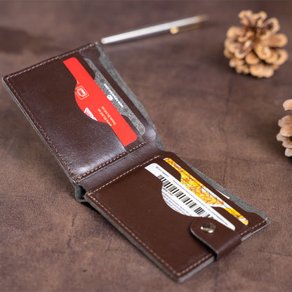 Horizontal Men's Wallet SHVIGEL 16214 Brown Genuine Leather Handmade from Ukraine