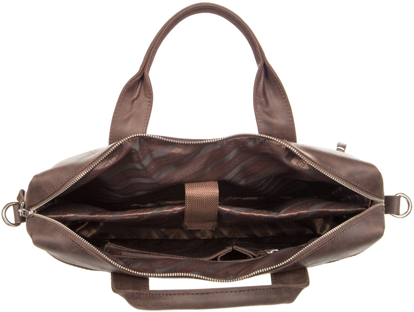 Laptop Bag SHVIGEL 11026 Brown Natural Leather - Ukrainian Craftsmanship
