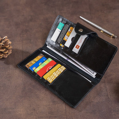 Vertical Men's Wallet SHVIGEL 16173 Black Alkor Leather with Snap Closure