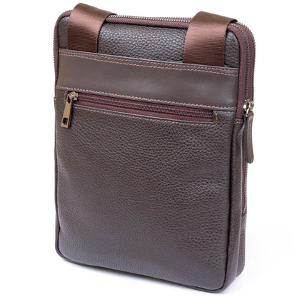 Men's Leather Flotar Tablet Bag SHVIGEL 11286 Brown with Two Compartments