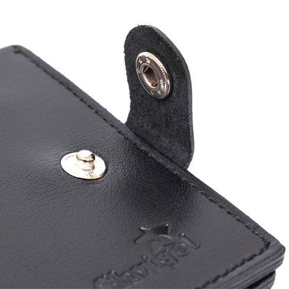 Men's Practical Wallet SHVIGEL 16502 Black Genuine Leather Ukrainian Craftsmanship