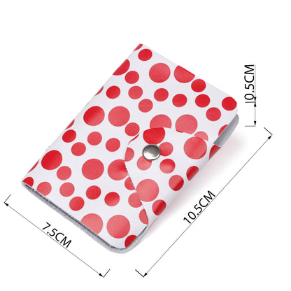 Leather Vertical Business Card Holder SHVIGEL 19081 Red Polka Dot Genuine Leather
