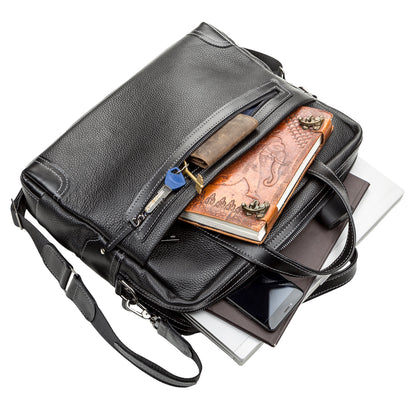 Leather Laptop Bag SHVIGEL 11110 Black Natural Leather Made in Ukraine