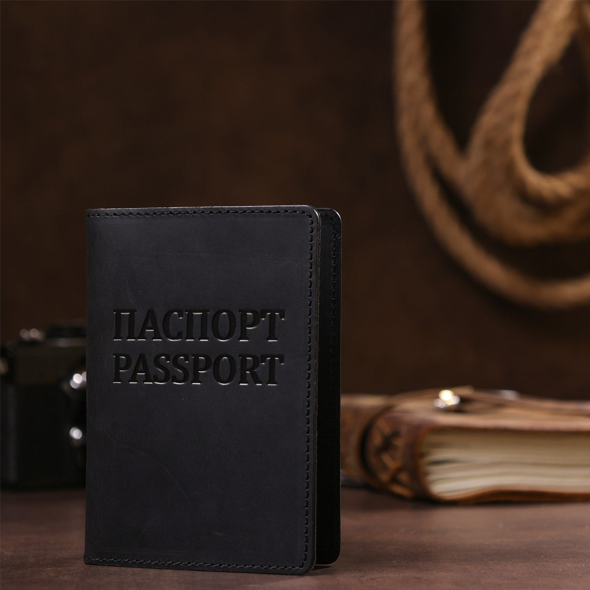 Leather Passport Cover SHVIGEL 13917 Black Genuine Leather for Passport Protection