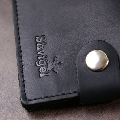 Men's Leather Wallet SHVIGEL 16432 Black, Crafted from Premium Natural Leather, Ukraine