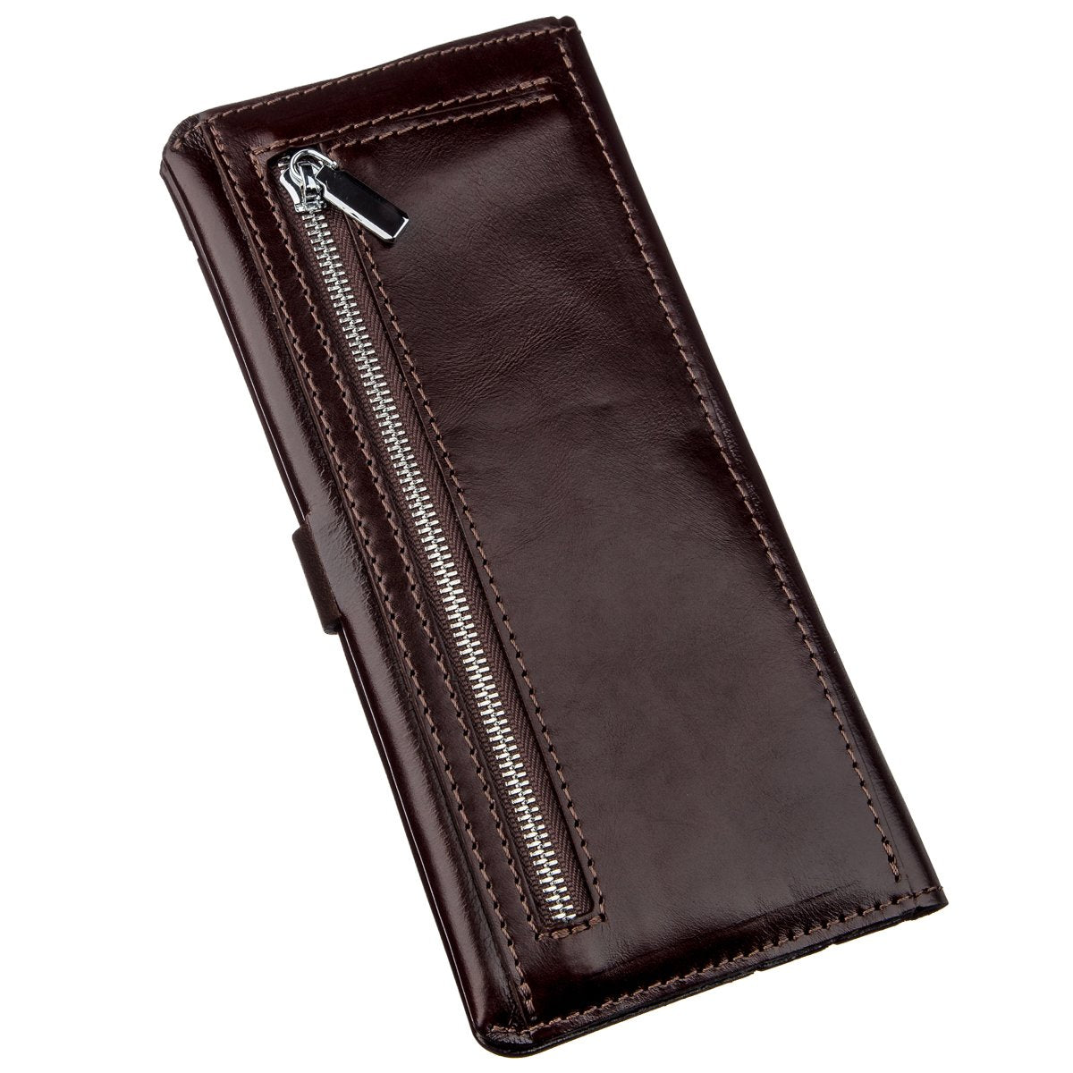 Vertical Wallet SHVIGEL 16202 Brown Genuine Leather Made in Ukraine
