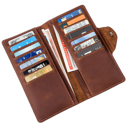 Vertical Men's Wallet in Vintage Leather by SHVIGEL 16181 Brown - Natural Leather Quality