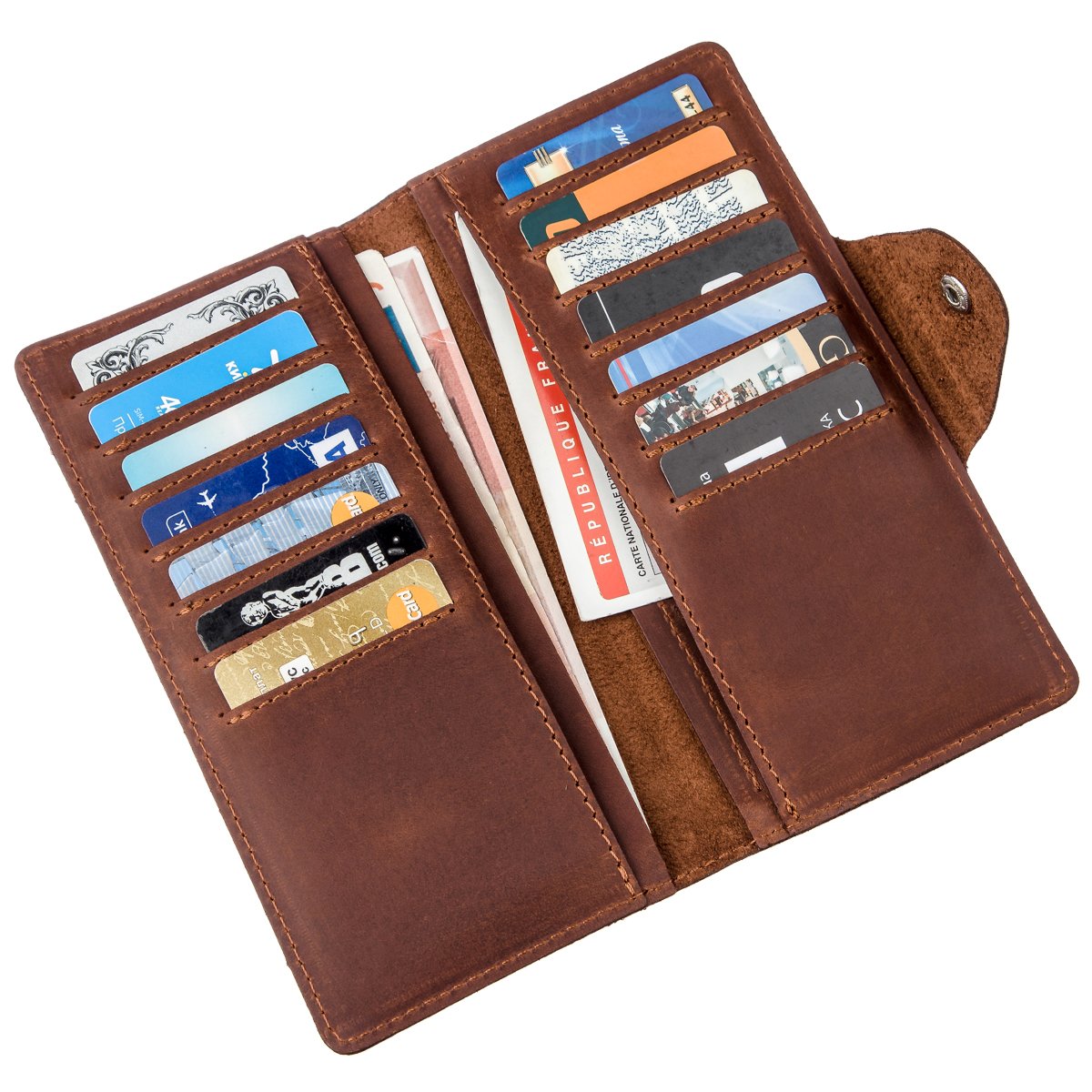 Vertical Men's Wallet in Vintage Leather by SHVIGEL 16181 Brown - Natural Leather Quality
