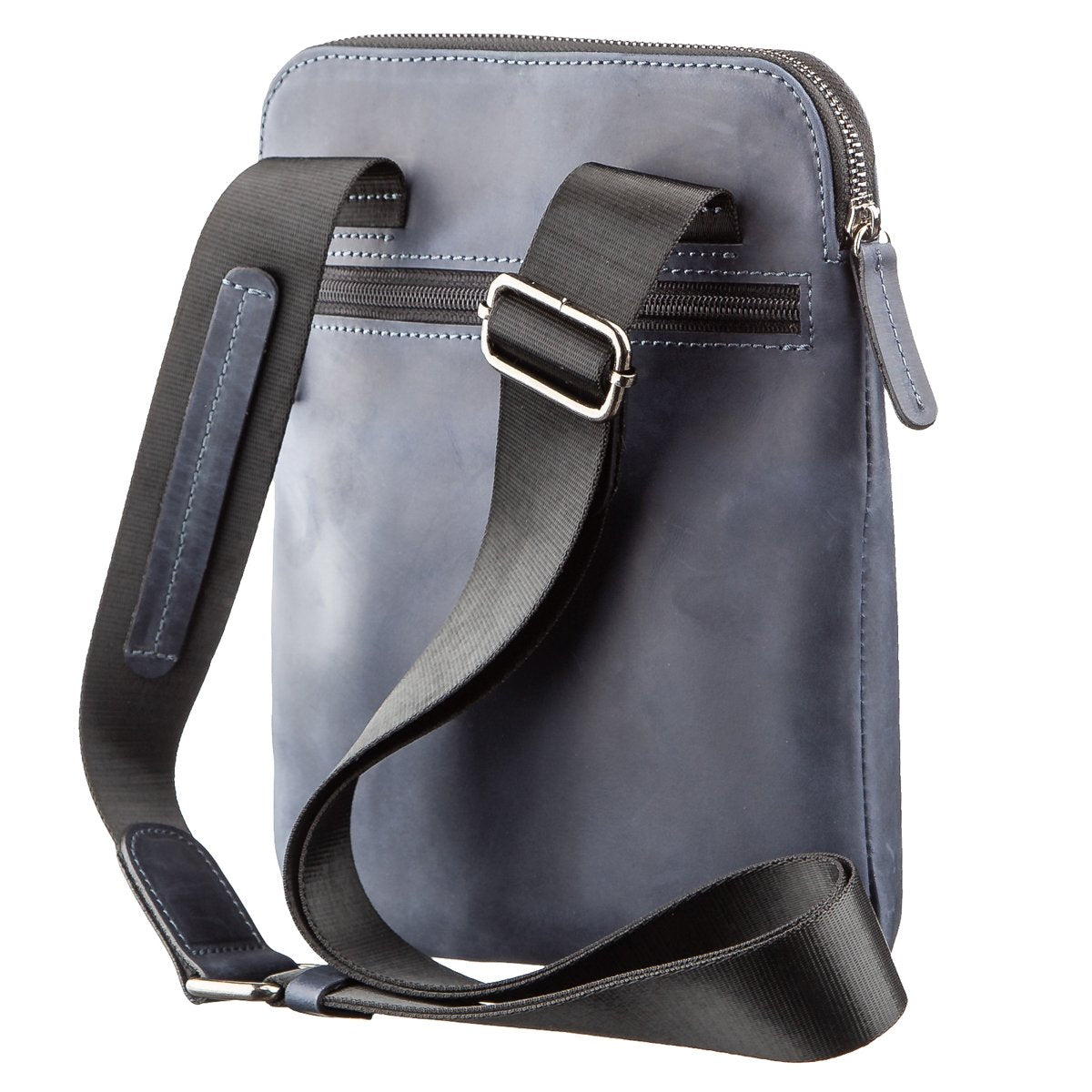 Stylish Men's Vintage Leather Messenger Bag SHVIGEL 11179 Blue, Made in Ukraine, High Quality Genuine Leather