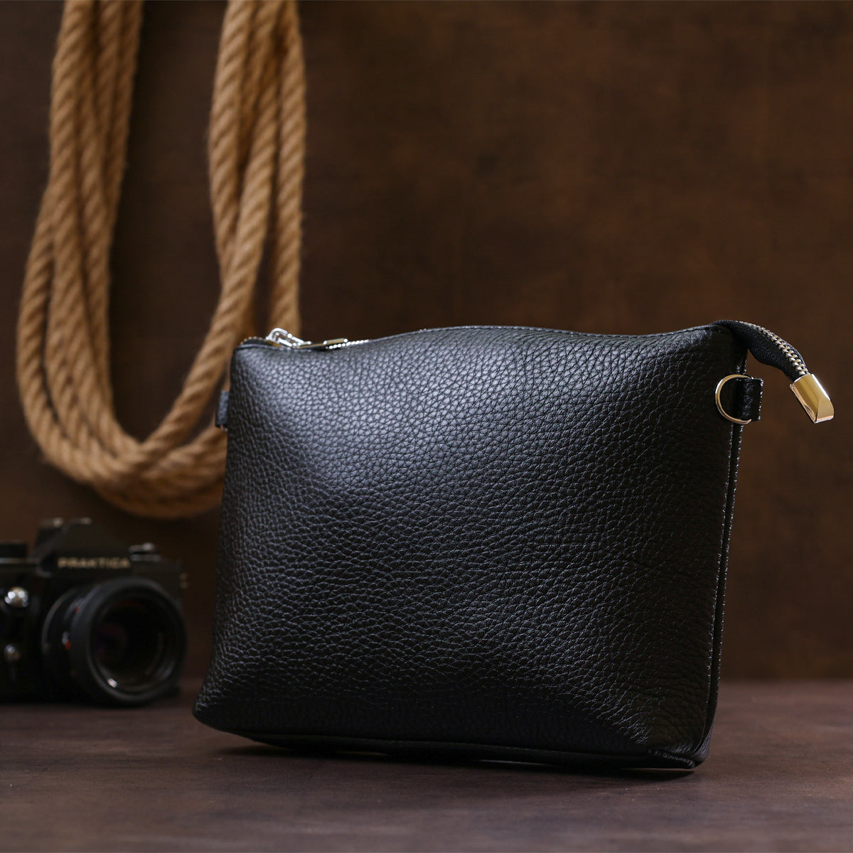 Women's Crossbody Bag SHVIGEL 16341 Black Leather - Stylish Natural Skin Design