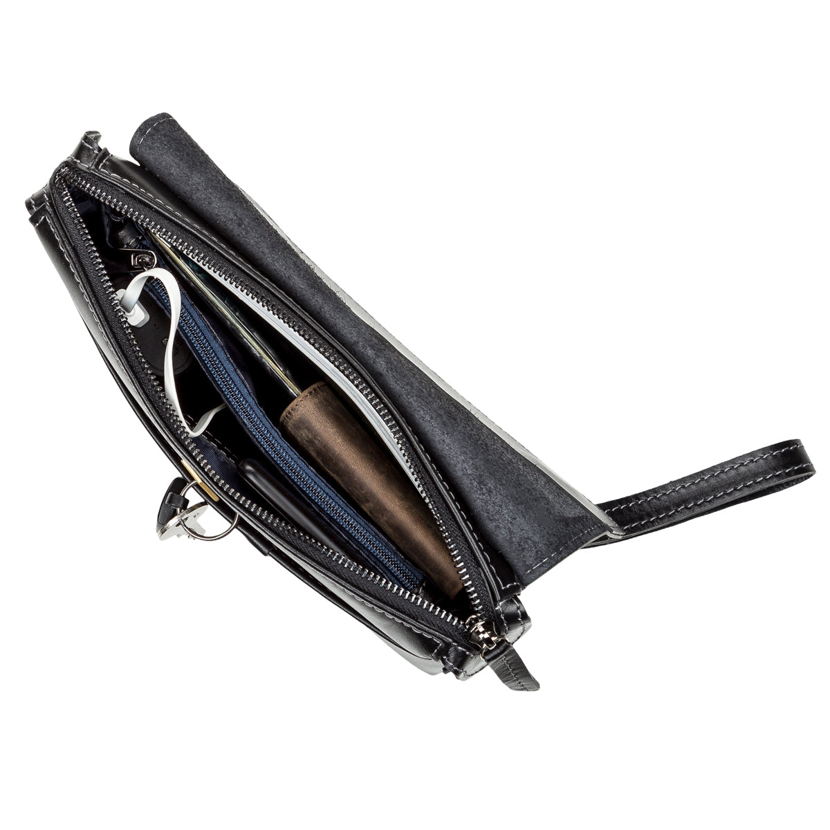 Men's Leather Clutch SHVIGEL 11084 Black Natural Leather Made in Ukraine