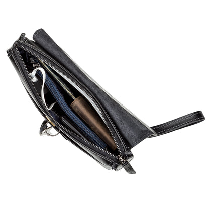 Men's Leather Clutch SHVIGEL 11084 Black Natural Leather Made in Ukraine