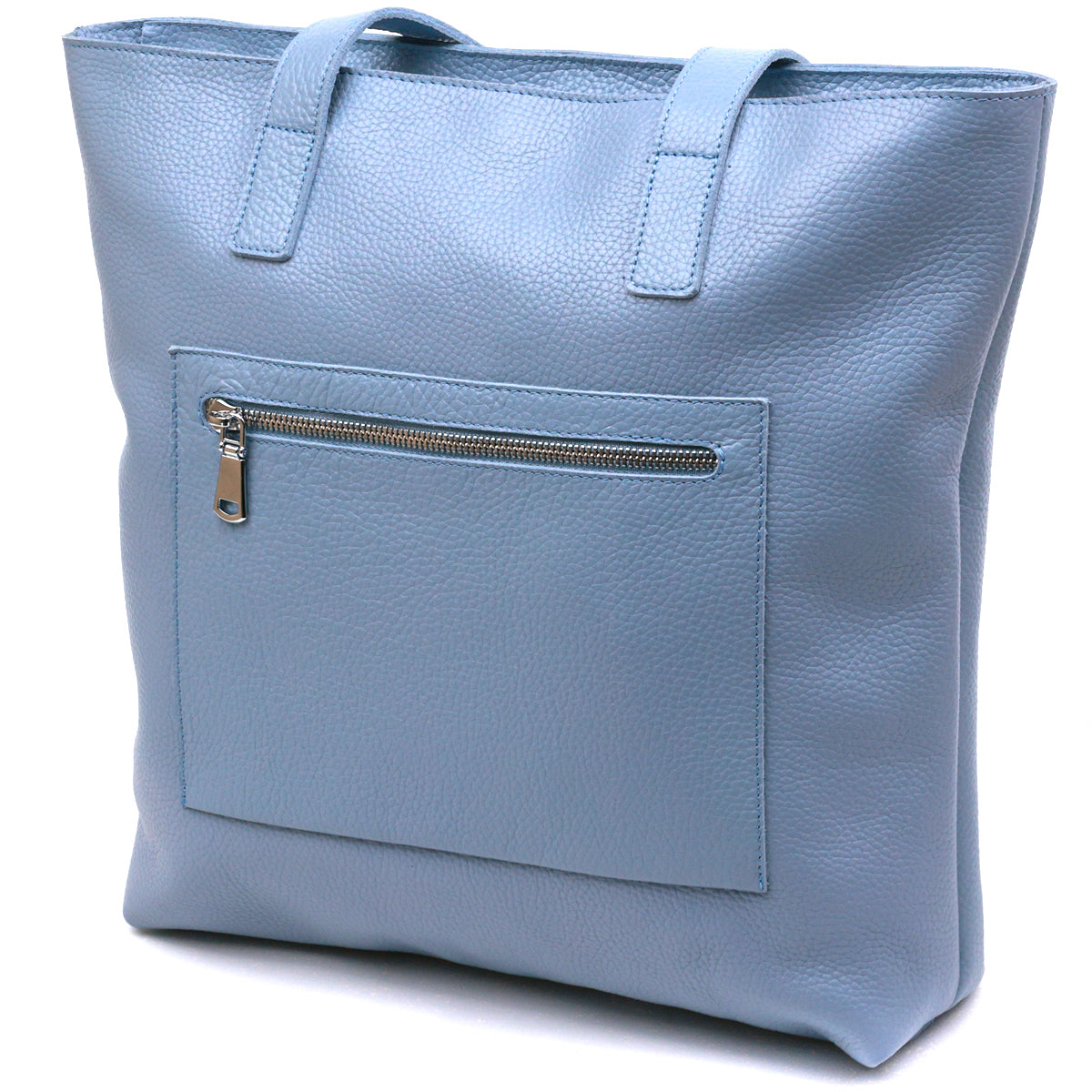 Contemporary Women's Shopper Bag SHVIGEL 16361 Light Blue Genuine Leather