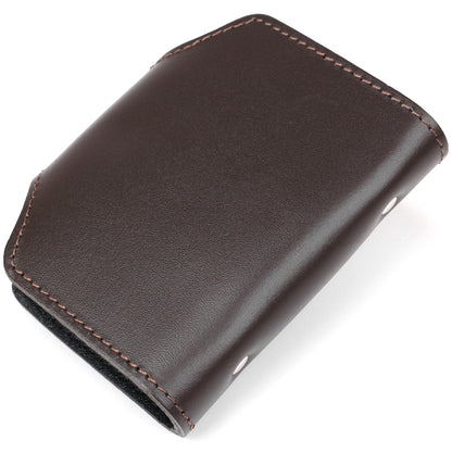 Vertical Card Holder SHVIGEL 13912 Genuine Leather in Brown for Business Cards