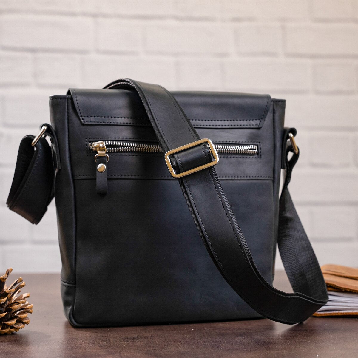 Men's Leather Bag SHVIGEL 11171 Black Genuine Leather from Ukraine, Stylish Design