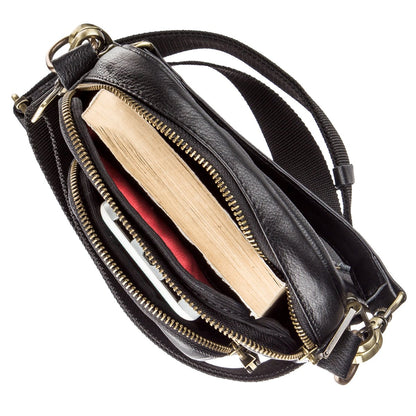 Men's Leather Bag with Two Detachable Handles SHVIGEL 19110 Black Genuine Leather