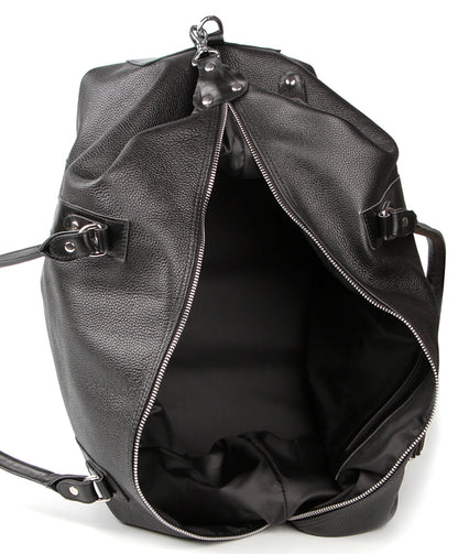Travel Bag SHVIGEL 00881 Black Natural Leather Handmade in Ukraine