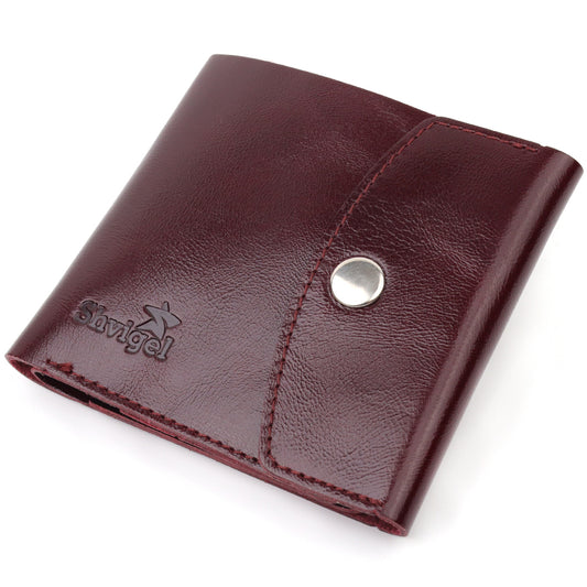 Glossy Leather Women's Wallet SHVIGEL 16620 Cherry Red Made in Ukraine Natural Leather
