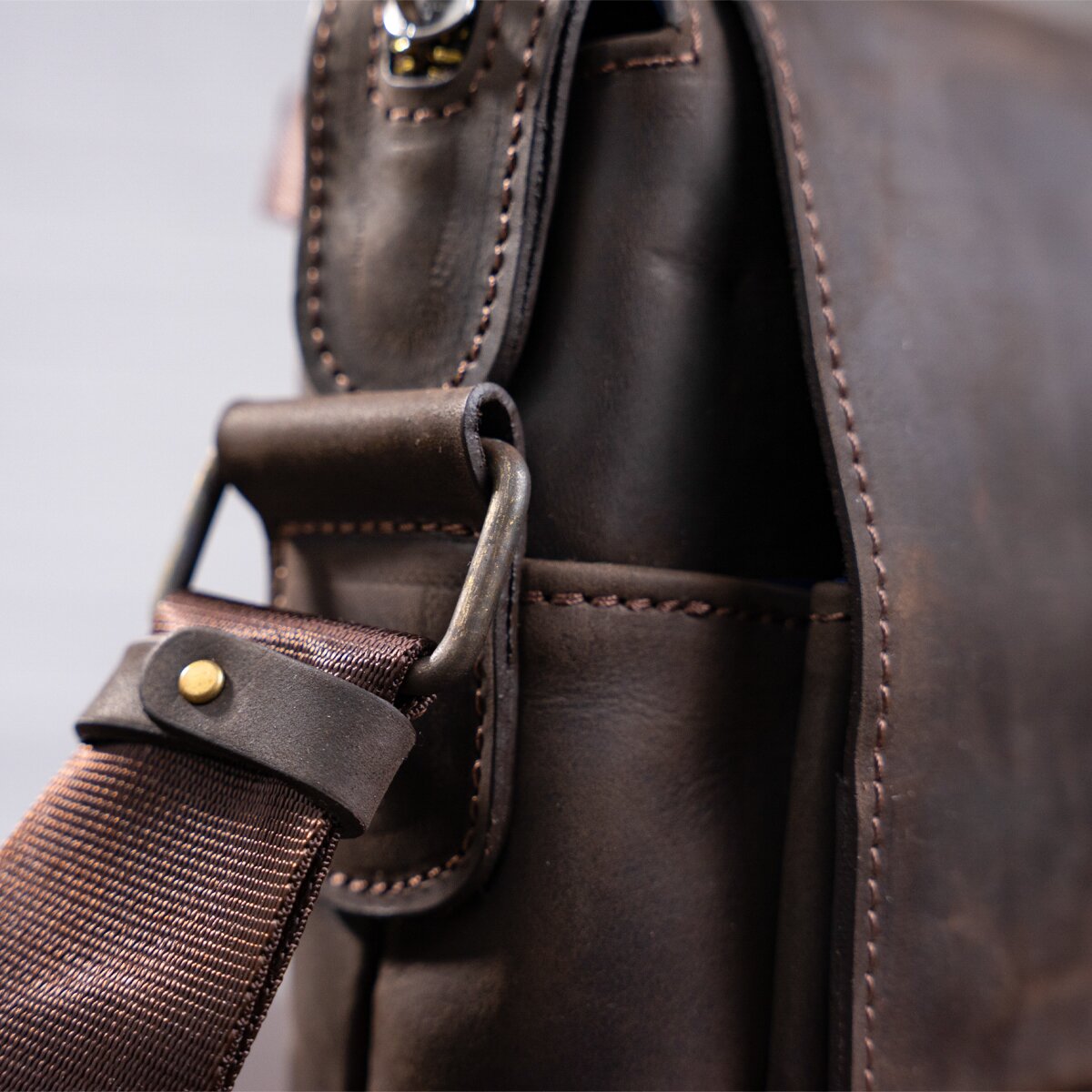 Leather Men's Bag SHVIGEL 11093 Brown Made in Ukraine, Natural Leather Quality