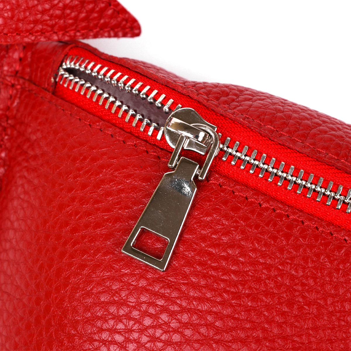 Women's Genuine Leather Belt Bag by SHVIGEL, Article 16372, Red Color, Made in Ukraine