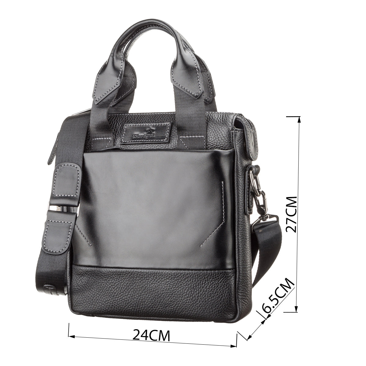 Men's Genuine Leather Bag SHVIGEL 11121 Black - Natural Leather, Ukrainian Craftsmanship