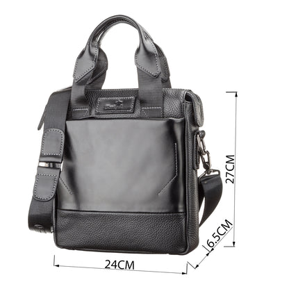 Men's Genuine Leather Bag SHVIGEL 11121 Black - Natural Leather, Ukrainian Craftsmanship