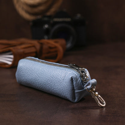 High-Quality Leather Key Holder SHVIGEL 16542 Blue, Natural Leather, Made in Ukraine