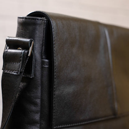 Leather Bag SHVIGEL 11130 Black Genuine Leather Craftsmanship Ukraine