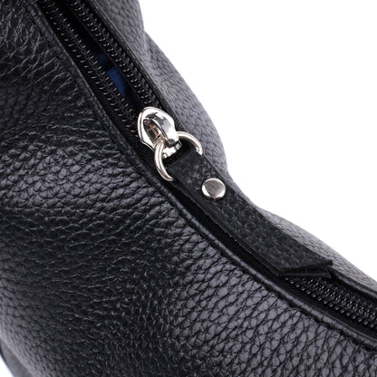 Baguette Bag SHVIGEL 22833 Black Grainy Genuine Leather with Adjustable Strap