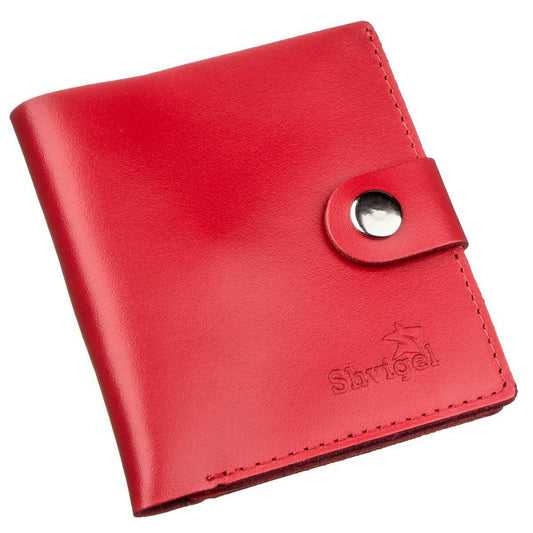 Vertical Women's Leather Wallet with Coin Pocket SHVIGEL 16219 Red - Ukraine Made, Genuine Leather