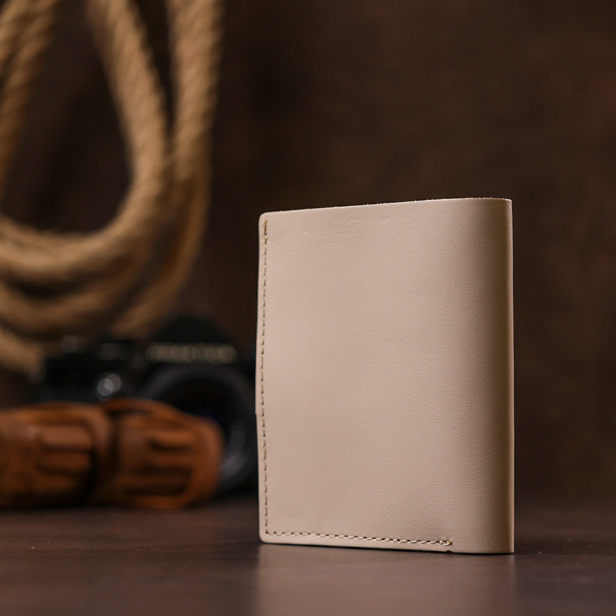 Classic Leather Wallet SHVIGEL 16510 Beige Made in Ukraine, Natural Leather Quality