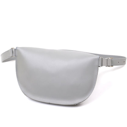 Women's Banana Bag SHVIGEL 16389 Grey Genuine Leather Crafted in Ukraine