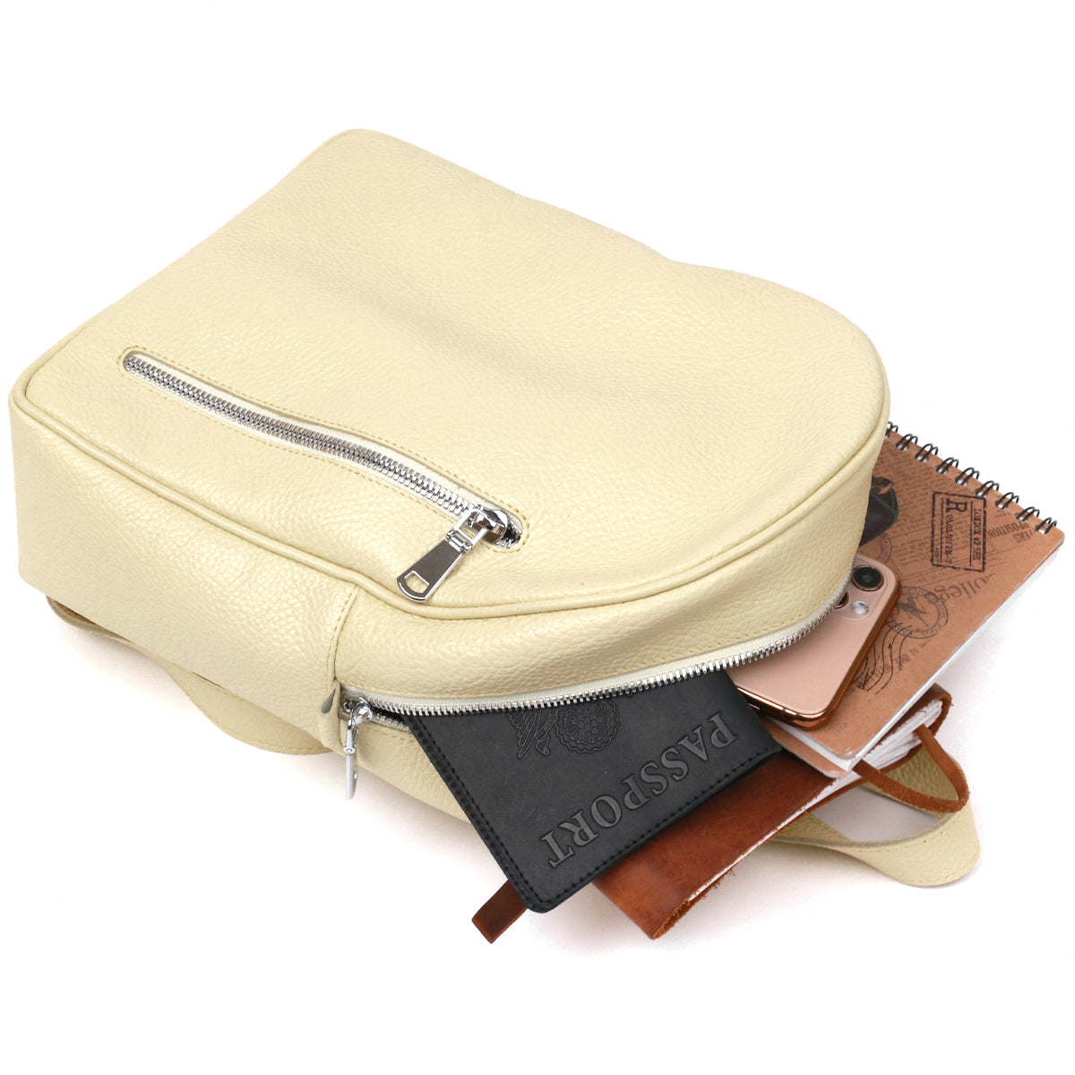 Leather Backpack SHVIGEL 16322 Lemon - Natural Leather, Made in Ukraine