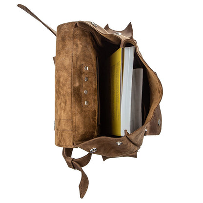 Unisex Crazy Horse Leather Backpack by SHVIGEL Model 13948 in Brown – Made in Ukraine, Natural Leather