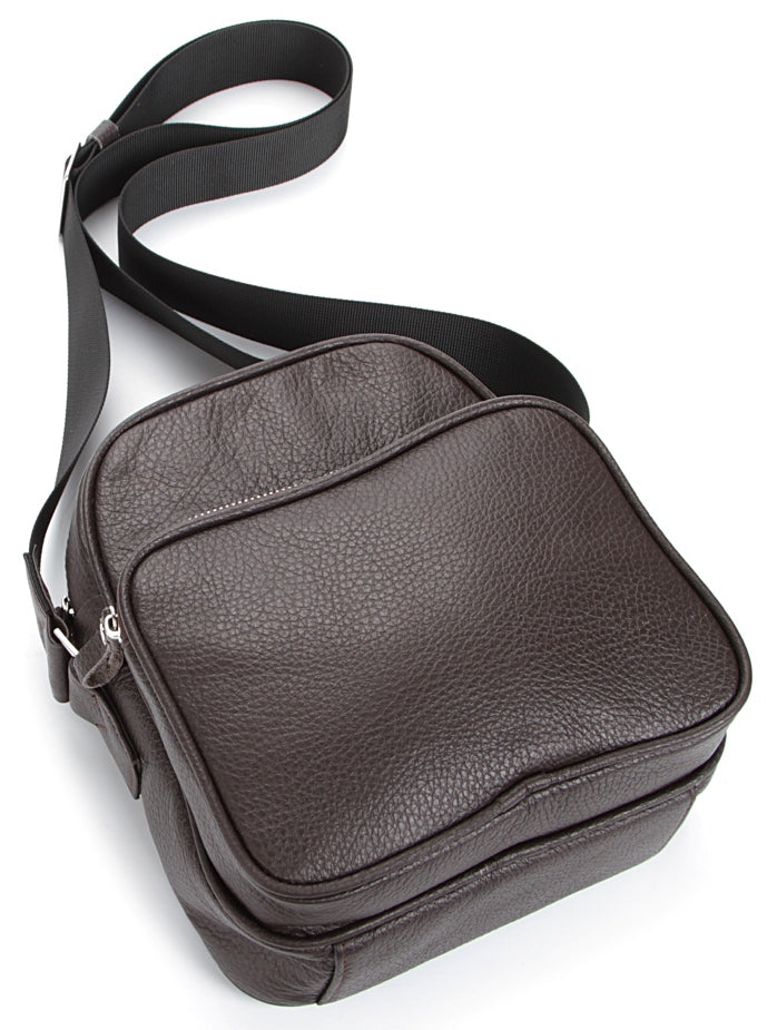 Leather Messenger Bag SHVIGEL 00899 Brown Genuine Leather, Made in Ukraine